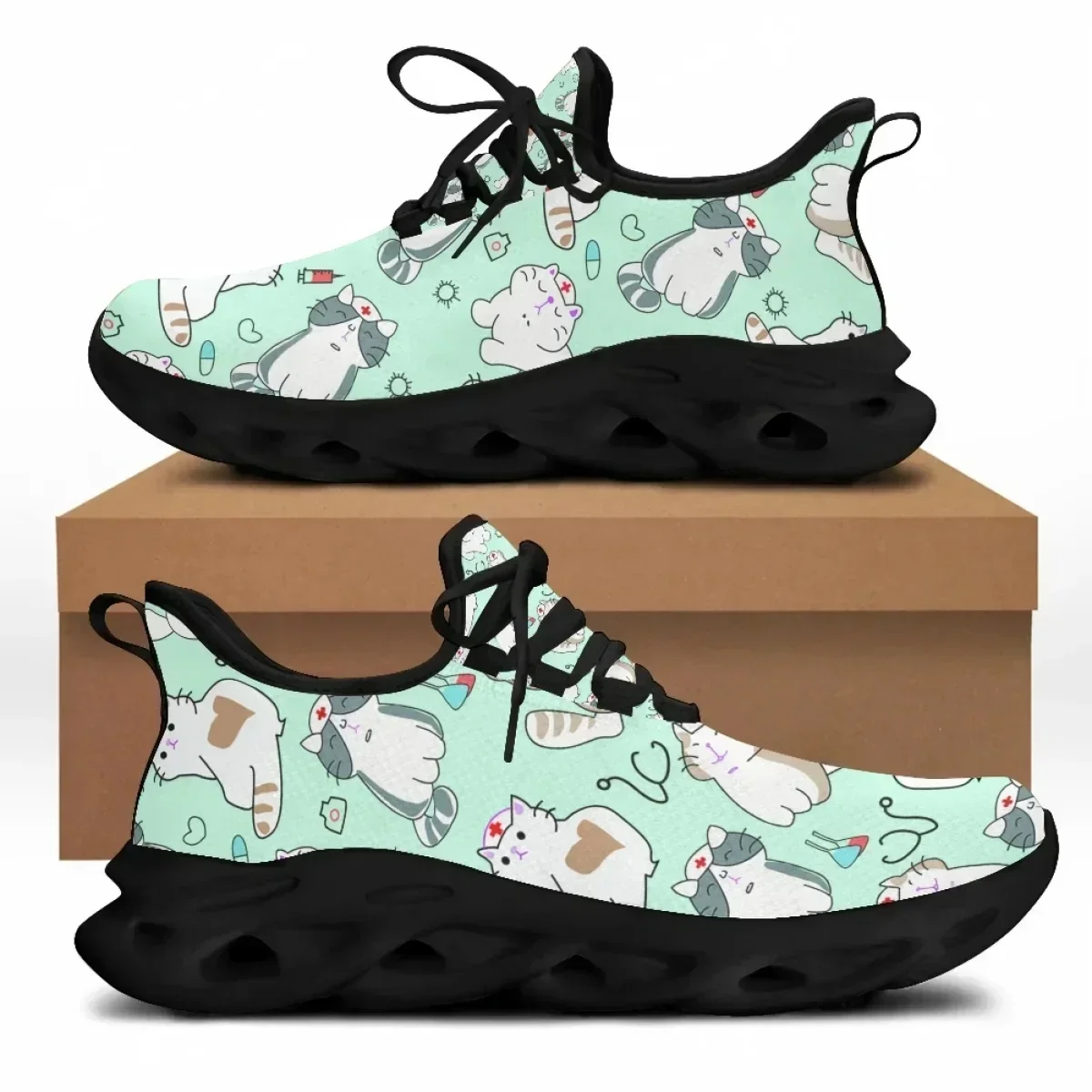 Knit Fabric Lace Up Sneakers - Sıcak Yaz Bahar Kadın Bağcıklı Günlük